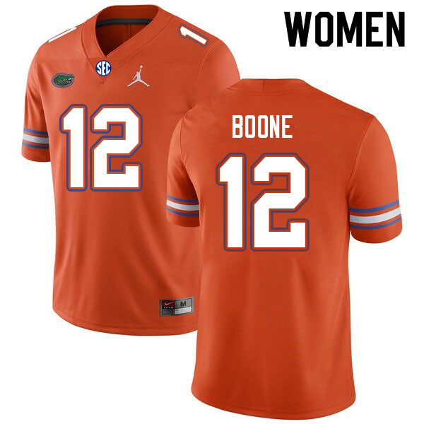 Women #12 Justus Boone Florida Gators College Football Jerseys Sale-Orange - Click Image to Close